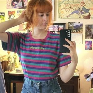 Odd future striped magenta crop top